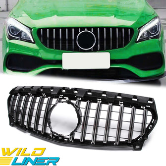 Chrome/Black GT-R Front Grille Grill  For 2017-2019 Mercedes CLA C117 W117 fg167