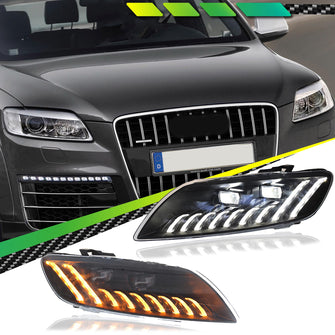 LED Sequential Projector Headlights DRL Assembly for Audi Q7 2006-2009