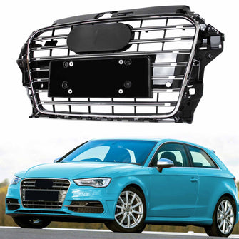 Chrome S3 Style Front Grille For Audi A3 S3 8V 2014–2016 Front Bumper Grill