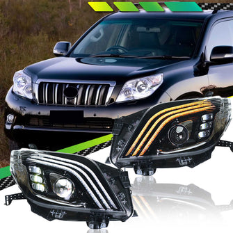 For Toyota Land Cruiser Prado 2010-2013 LED DRL Headlights Turn Front Lamp