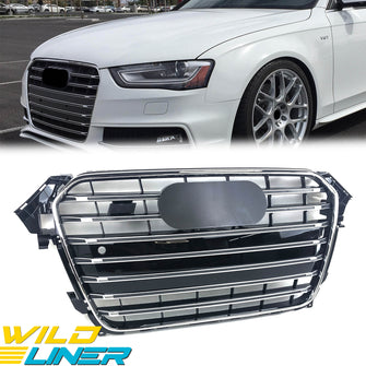 Chrome S4 Style Front Bumper Grille For Audi A4 S4 B8.5 2013–2016 Replacement