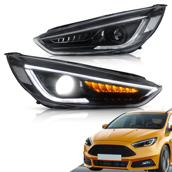 LED Headlights For 2015 2016-2018 Ford Focus Turn Signal W/Sequence Indicator