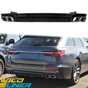 RS6 Style Rear Diffuser W/ Black Exhaust Tips For Audi A6 C8 S6 S-Line 2019-2023 di162