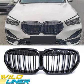 Gloss Black Dual Slats Front Kidney Grille Grill for BMW X1 F48 LCI 2020-2022 fg118