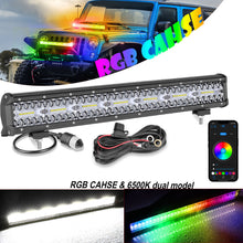 20" RGB Chase LED Work Light Bar 6500K Wireless Bluetooth W/DT Wiring 4WD +2X 4"