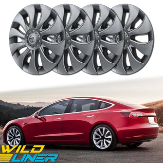 4PCS 18'' Gray Wheel Cover Hubcaps Hub Cap  for Tesla Model 3 2017-2023 te20