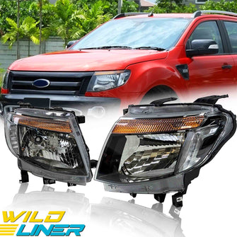 Left+Right Headlights Front Lamp fits Ford Ranger PX MK1 XL XLT WILDTRAK 2011-2015