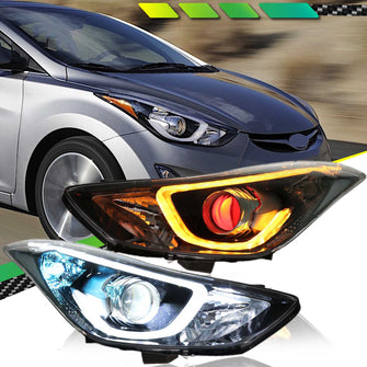 For Hyundai Elantra 2011-2016 Projector LED Headlights W/ Red Demon Eyes Pair