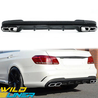 E63 Style Rear Diffuser + Chrome Exhaust Tips for Mercedes E Class W212 S212 E250 E350 AMG Pack 2013-2016 di20