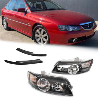 Black Headlights + Eyelids For Holden Commodore VY 2002-2004