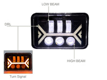 4pcs 4x6'' LED Headlights DRL Turn Signal Lamp For Toyota Landcruiser 61 62 80 Series w/Adapters
