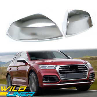 For 2018-2023 Audi Q5 SQ5 Q7 Matte Chrome Rearview Mirror Caps No Lane Assist