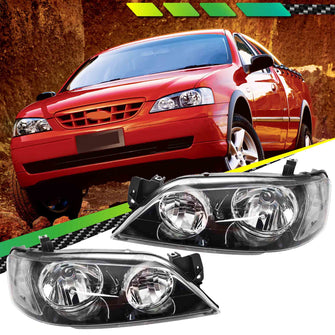 TYC Pair LH+RH Head Light Lamp (Black XT) for Ford Falcon BA BF 2002-2006