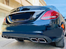 Black Rear Diffuser + Chrome Tips For Mercedes-Benz C-Class W205 S205 C300 NON-AMG 2015-2021