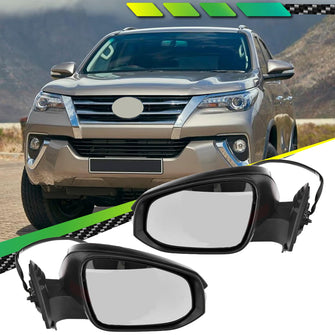 Pair LH+RH Electric Door Mirror 9 Pin W/ Puddle Light For Toyota Fortuner 15~On