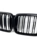 For 2024 2025+ BMW X5 G05 LCI Gloss Black M-Style Front Kidney Grille Dual Slats