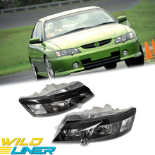 Pair Headlight Head Lamps + Eyelids Black For Holden Commodore VY SS SV8 2002-2004