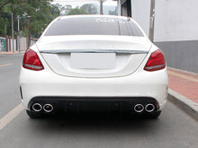 C43 AMG Style Rear Diffuser w/ Silver Exhaust Tips for Mercedes C W205 Sedan C300 C200 AMG Pack di28