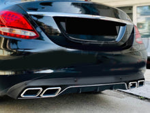 Black Rear Diffuser + Chrome Tips For Mercedes-Benz C-Class W205 S205 C300 NON-AMG 2015-2021