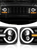 Pair 5x7'' 7x6'' LED Headlights High/Low Beam w/ Turn Signal + DRL for Jeep Wrangler YJ Cherokee XJ ATV UTV