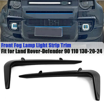 Gloss Black Front Fog Light Eyebrow Trim Cover for Land Rover Defender 110 2020-2024