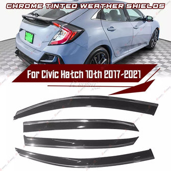 Chrome Tinted Weather Shields Weathershields For Honda 10th Gen Civic Hatch 2017-2021