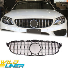 Chrome GTR Front Grill Grille w/o Camera for Mercedes C-Class W205 S205 2015-2018