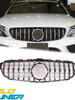 Chrome GTR Front Grill Grille w/o Camera for Mercedes C-Class W205 S205 2015-2018