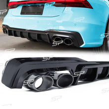 Glossy Black Rear Diffuser Lip + Exhaust Tips for Audi A7 Sedan S-Line 2019-2023 di85