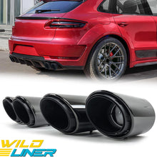 3-Layer Exhaust Tips Chrome/Black For Porsche Macan Base 2.0T 2014-2018