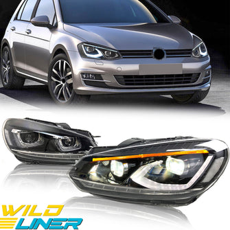 Full LED Headlights For 2014-2017 VW Golf MK7 W/ Start Animation Pair