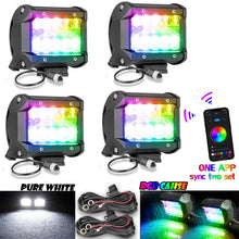 4pcs 4" RGB Chase LED Pods Work Light Bar Music APP Bluetooth Off Road UTV 4WD 12V