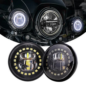 Pair 4.5 inch LED Fog Lights Clock Design For Harley Road King Electra Glide Motorcycle Model