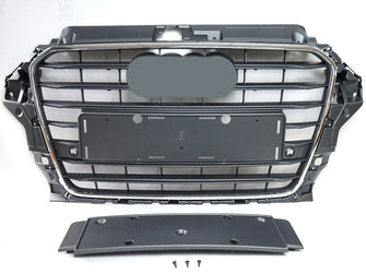 Dark Gray W/Chrome Frame Front Bumper Grille fits 2014-2016 Audi A3