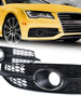 For 2012-2015 Audi A7 S-Line S7 Honeycomb Front Bumper Fog Light Grille Cover Black/Chrome