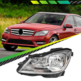 LH Left Head Light Lamp Halogen (Chrome) For Mercedes Benz C Class W204 10~14