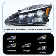 Headlights Amber LED For 2006-2012 Lexus IS 250 350 Projector Headlamp