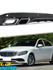 Black Rear Diffuser + Chrome Tips For Mercedes-Benz C-Class W205 S205 C300 NON-AMG 2015-2021