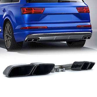 Black Stainless Steel Square Exhaust Tips for Audi Q7 3.0L V6 2016–2019 ( Gas Only)
