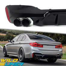 Glossy Black M5 Style Rear Bumper Diffuser w/ Exhaust For 2017-2023 BMW G30 540i