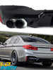Glossy Black M5 Style Rear Bumper Diffuser w/ Exhaust For 2017-2023 BMW G30 540i