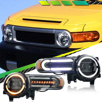 LED Headlights Assembly Startup Animation DRL for Toyota FJ Cruiser 2007-2015