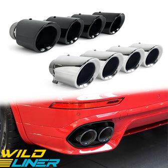 4pcs Universal Exhaust Tips Tail Pipe Black/Chrome  for Porsche Cayenne Inlet 62mm