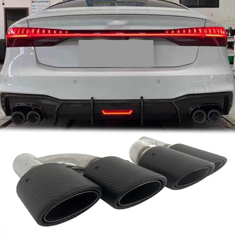 Dual Matte Carbon Exhaust Pipe Tips for Audi A4 A5 A6 A7 Modifications