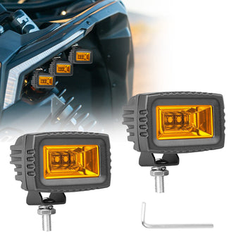 2x 3" LED Work Light Bar Cube Flood Pods Driving Fog Reverse 3000K Pods ATV 4WD