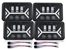 4pcs 4x6'' LED Headlights DRL Turn Signal Lamp For Toyota Landcruiser 61 62 80 Series w/Adapters