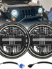 Pair 7'' Round LED Headlights For Jeep Wrangler JK TJ Hi/Lo Beam Headlamps