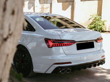 Glossy Black Rear Diffuser + Exhaust Tips for Audi A6 C8 S6 Sline 2019-2023 di92