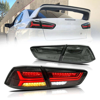 Smoked LED Tail Lights For 2008-2017 Mitsubishi Lancer CJ CF EVO X Sedan Rear Lamps