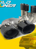 C43 AMG Style Gloss Black Twin Round Exhaust Tips Fit Mercedes C-Class W206 Sedan AMG Bumper 2022-2025